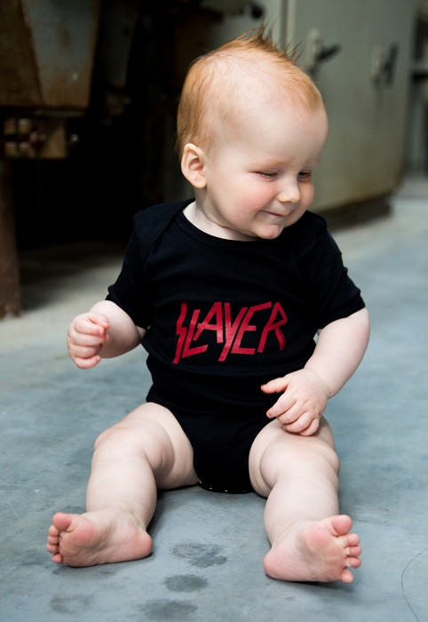 Slayer Baby Romper Logo photoshoot