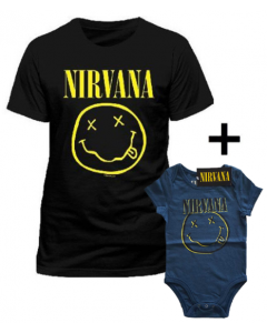 Duo Rockset Nirvana Vater-T-shirt & Nirvana Baby Body Smiley